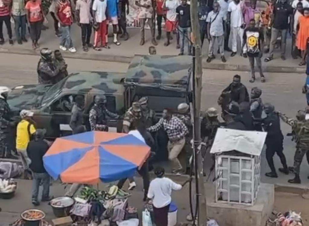 Soldier slaps police, Newscenta, violent clash, bullion van, Accra Central.