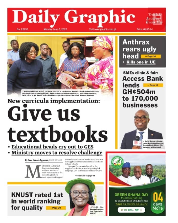 Newspapers, Headlines, Newscenta, June 5, 2023, major stories, Ghana News,