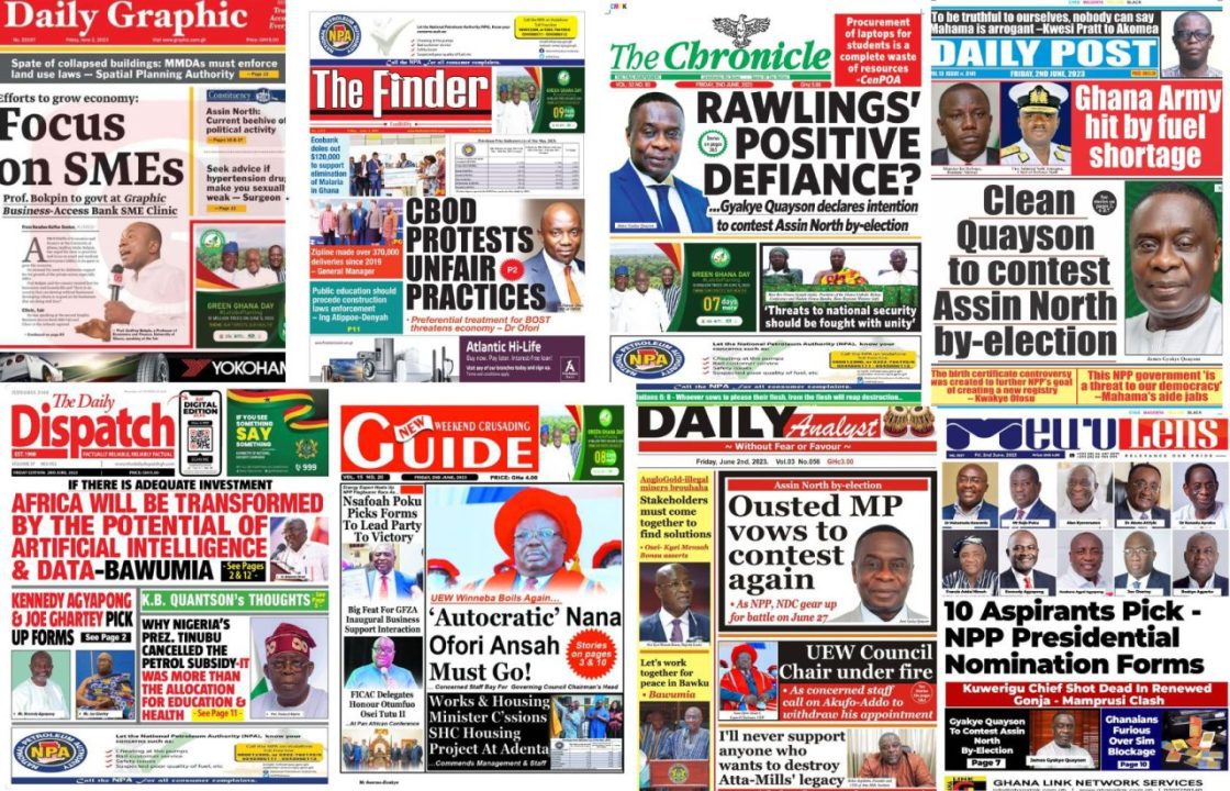 Headlines of Ghanaian Newspapers for June 2, 2023