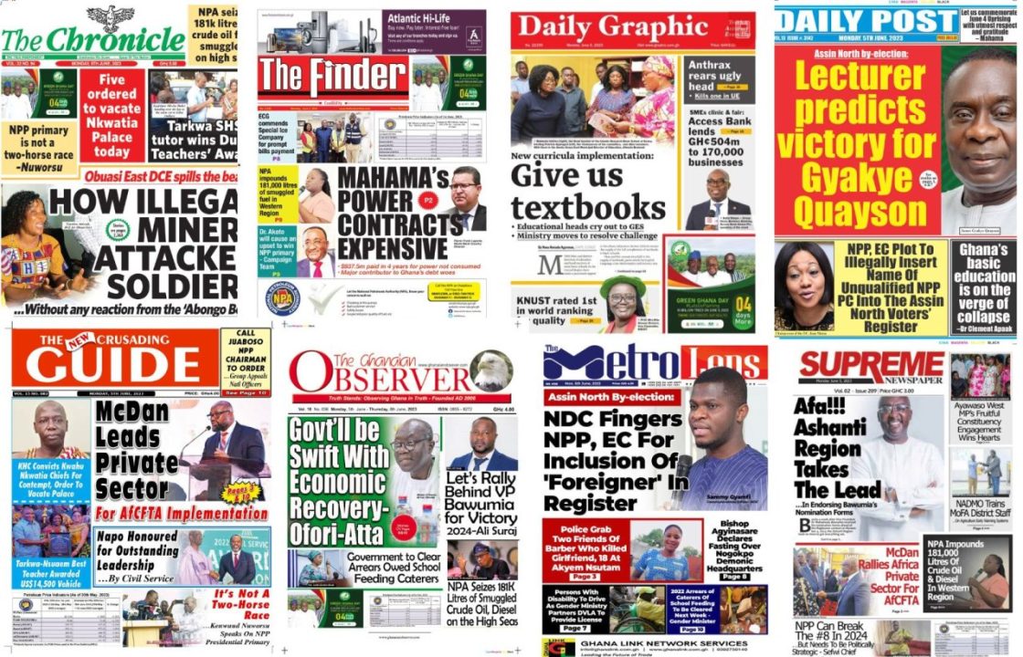 Ghanaian Newspaper headlines for Monday, June 5, 2023