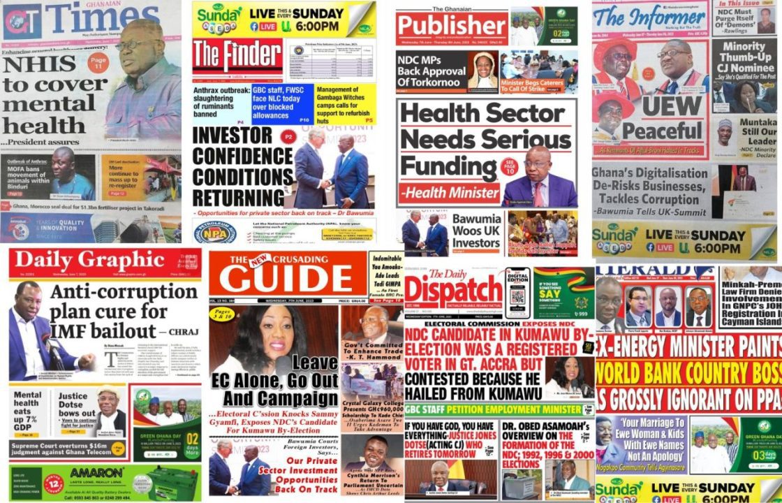 Wednesday June 7 2023 Ghanaian Newspaper Headlines