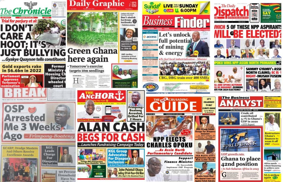 Thursday June 8 2023 Ghanaian Newspaper headlines