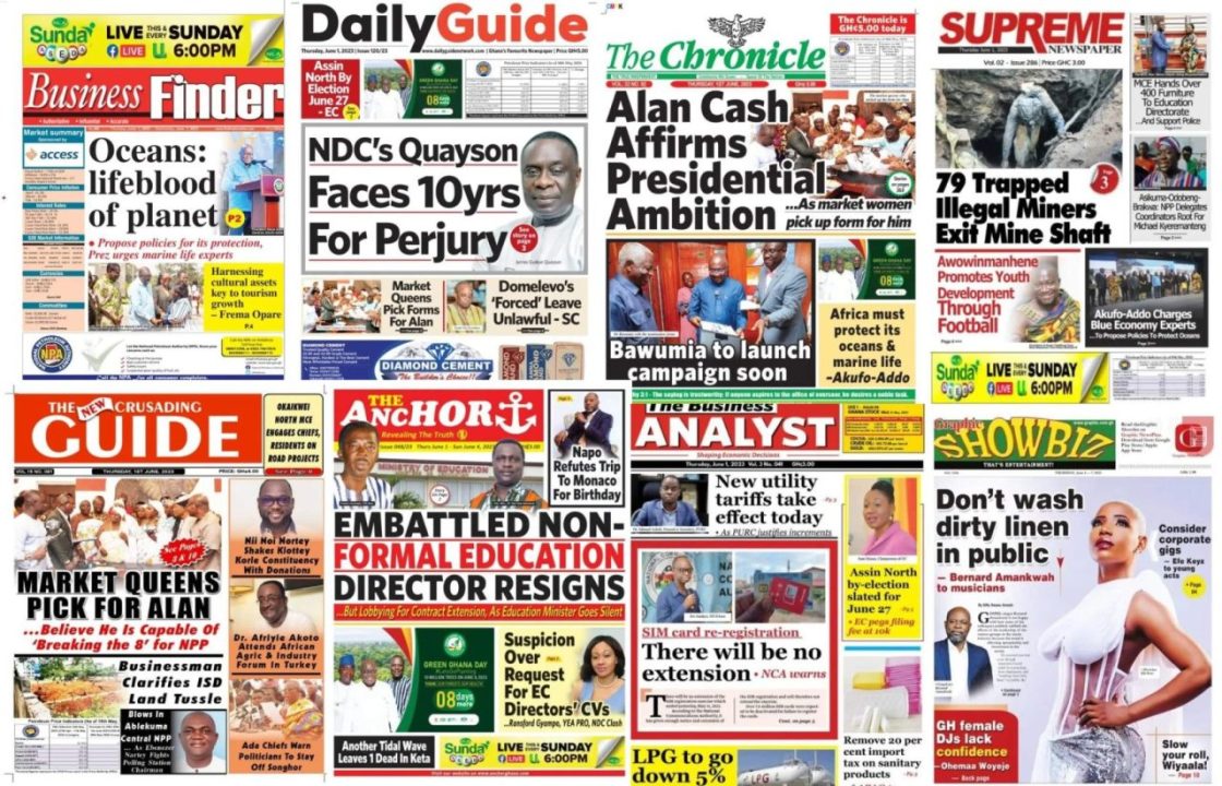 Ghana Newspaper headlines for Thursday June 1 2023