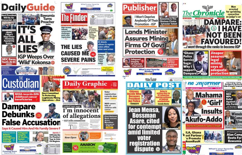 Newspaper, Headlines, Wednesday, September 13, Ghana,