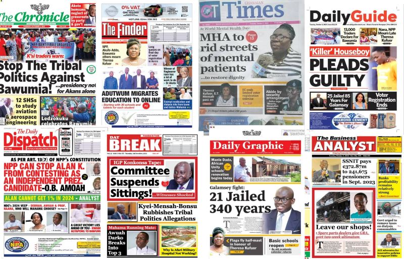 Newspaper, Headlines, Newscenta, Tuesday, October 3, Ghana,