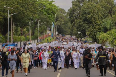 Catholics walk against galamsey, present petition to govt