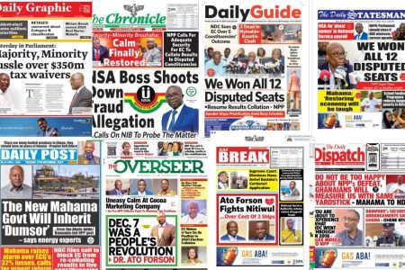 Tuesday December 17, 2024 Newspaper Headlines