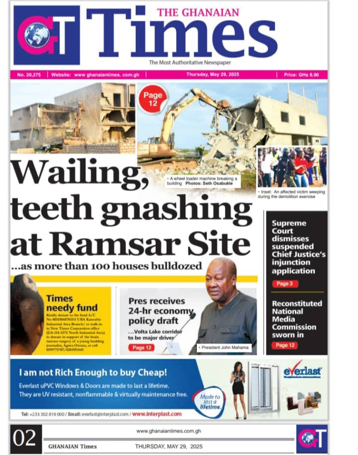 Newspapers, Headlines, Newscenta, Thursday, May 29,
