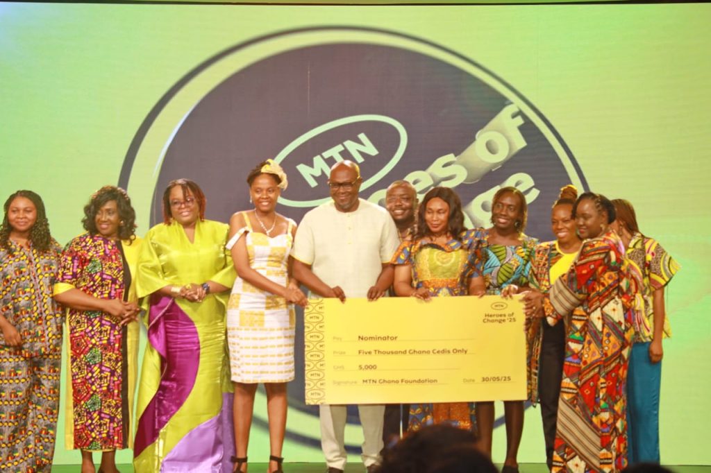 Djifah Romano Mensah, Head of HR at Mobile Money Limited, presented cheque to the nominators of the 10 finalists