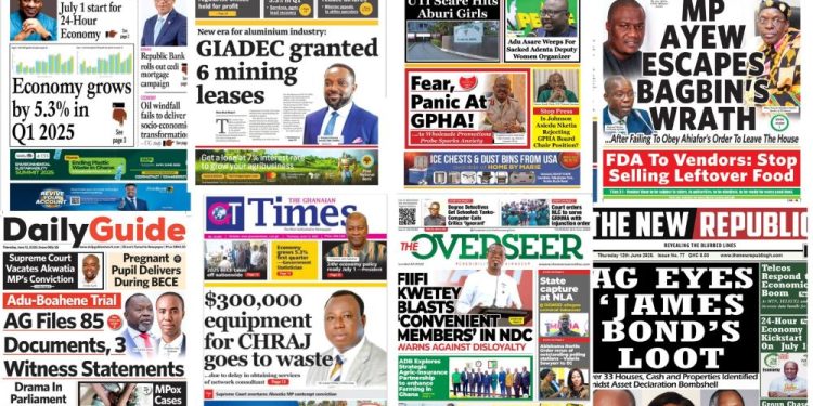 Newspapers, Headlines, Newscenta, Thursday, June 12,