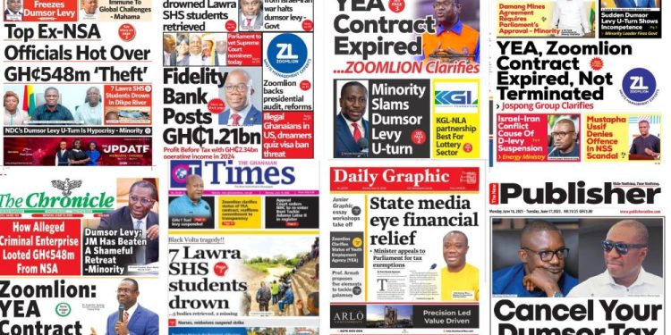 Newspapers, Headlines, Newscenta, Monday, June 16,