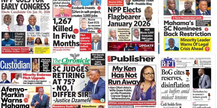 Newspapers, Headlines, Newscenta, Wednesday, June 18,