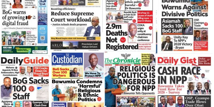 Newspapers, Headlines, Newscenta, Monday, June 23,