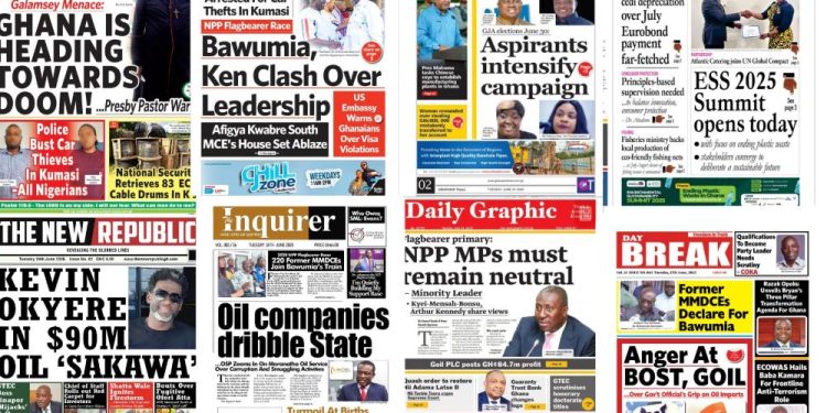 Newspapers, Headlines, Newscenta, Tuesday, June 24,