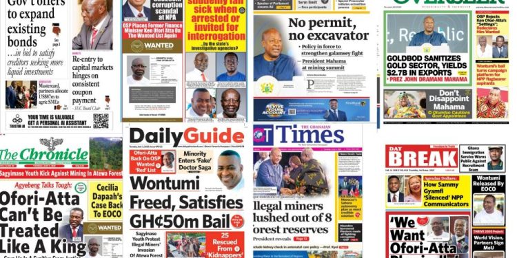 Newspapers, Headlines, Newscenta, Tuesday, June 3,