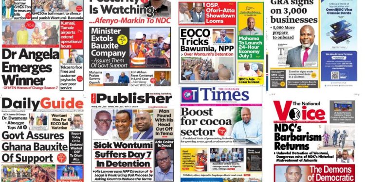 Newspapers, Headlines, Newscenta, Monday, June 3,