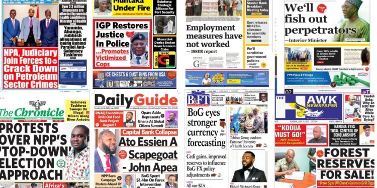 Newspapers, Headlines, Newscenta, Tuesday, July 15,