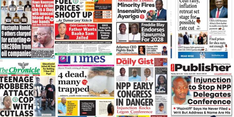 Newspapers, Headlines, Newscenta, Friday, July 18