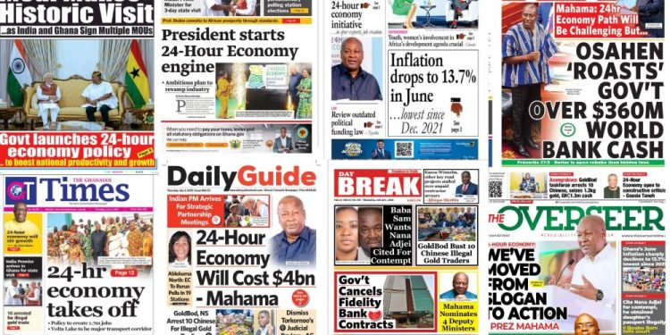 Newspapers, Headlines, Newscenta, Thursday, July 3,